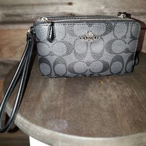 Coach  Black and Gray Double Wristlet